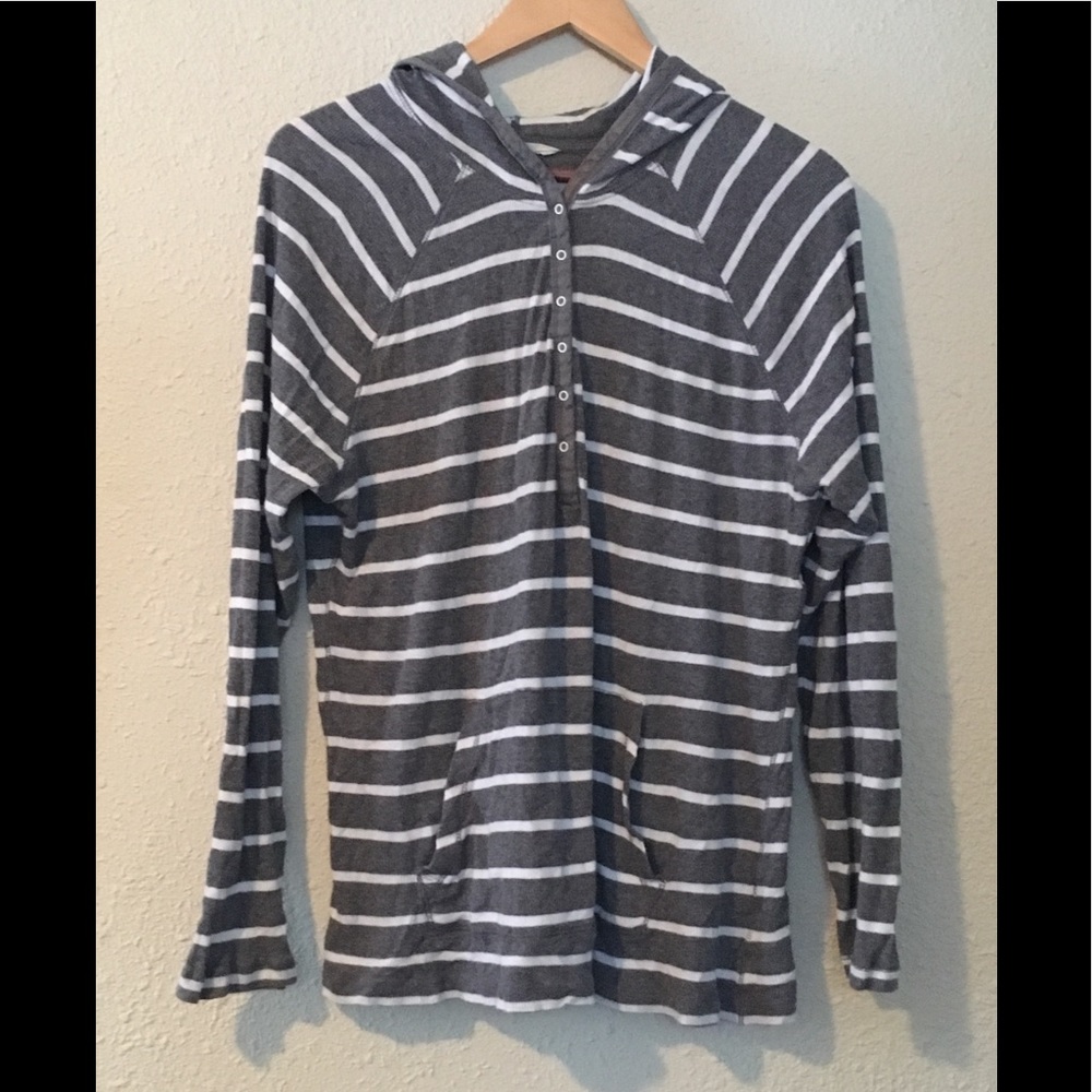 Striped Hooded Henley Top